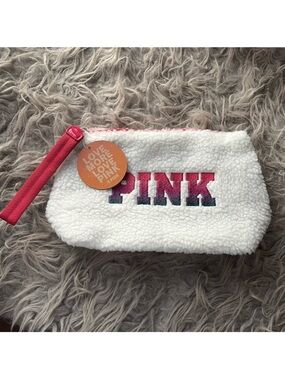 VS PINK COZY FLEECE COSMETIC BEAUTY BAG NWT